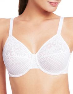 Drop a cup size and retain a sexy shape? Yes! It's easy with this underwire bra. The seamed cups with elegant embroidery provide beautiful support. And because it's Wacoal, the fit is fantastic, Style Number: 857210 Natural shape maintained in molded double-layer cups, 3 column, 2 row hook and eye back closure, Smooth, engineered lace with sheer mesh lining, Reduce your bust up to 1 inch in this minimizer bra, End strap slipping with adjustable, close-set straps AllDD+Bras, AllFullBusted, AllFullBustedAndHasHigherThanDD, ALLPlusSize, Average Figure, DDplus, Full Busted, Full Figure, Allover 100% Mesh, Mesh, Nylon, Spandex, NotMaternity, Underwire, Full Cup, Minimizer, Molded, Seamless, Unlined, Fully Adjustable Straps, Bra 42C White