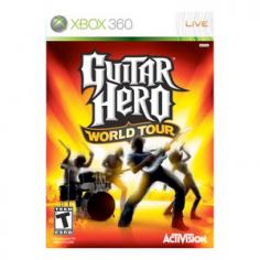 The latest installment from the #1 best-selling video game franchise of 2007, Guitar Hero World Tour will transform music gaming by marrying Guitar Heros exhilarating guitar gameplay, with a cooperative band experience that combines the most advanced wireless instruments with revolutionary new online and offline gameplay modes. The game lets players compose, record, edit and share their own rock and roll anthems, along with online Band Career and 8-player Battle of the Bands. About the Music: Delivering the largest on-disc set list in a music-rhythm game to-date, Guitar Hero World Tour is comprised entirely of master recordings from some of the greatest classic and modern rock bands of all-time including Van Halen, Linkin Park, The Eagles, Sublime and many more. Additionally, the game will offer significantly more localized downloadable music than ever before on all of the next-generation consoles. Budding rock stars will also be given creative license to fully customize everything from their characters appearance and instruments to their bands logo and album covers. About the Gear: In addition to a newly designed more responsive guitar controller and microphone, Guitar Hero World Tour will deliver the most realistic drum experience ever in a video game with an authentic electronic drum kit. Featuring three drum pads, two raised cymbals and a bass kick pedal, the drum controller combines larger and quieter, velocity-sensitive drum heads with soft rubber construction to deliver authentic bounce back and is easy to set up, move, break down and store. About the Game: Guitar Hero World Tour delivers more ways to play than ever before. Virtual musicians can live out their rock and roll fantasies by playing either a single instrument, or any combination of instruments, in addition to the full band experience. In addition to all of the online gameplay modes from Guitar Hero III: Legends of Rock, Guitar Hero World To