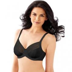 Our Lilyette&reg; Enchantment Lace Minimizer is the perfect blend of support and beauty in a comfortable minimizer. Bra reduces your appearance by one cup size so blouses don't gap. Sheer lace across the top cups aDDs sexiness and beauty without sacrificing full coverage. Stretch opaque cup lining provides support. Three-part under wire cups with angled seams for a rounded uplifting shaping. Two-layer microfiber stretch sides are 3.5 inches tall for a smoother fit under clothes. Features Leotard back resists strap slippage. Adjustable straps for custom fit. Perforated mesh sling at bottom and sides of cups for breathable comfort and aDDed support. Fabric Content - Nylon/Elastane. Color - Black/Latte Lift. Size - 36C.