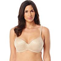 Comfort and style team up in the Playtex Secrets Women's Body Revelation Jacquard Underwire Bra. Featuring a low-cut neckline and sleek shape, this sexy brassiere looks perfect under V-necks and smooth under even the clingiest fabrics. With hidden wires, contoured cups, and sturdy straps, this bra offers all of the support you need for a busy day or night. Feminine jacquard fabric finishes off the look. This Playtex Bra is available in classic colors like black, chocolate brown, nude and white. Size: 40D. Color: Nude Jacquard. Gender: Female. Age Group: Adult.