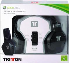 Officially licensed for the Xbox 360 console, TRITTON's Detonator Stereo Headset will take your gaming audio to the next level. Independently adjust your chat volume and voice volume on-the-fly to optimize your audio experience. Easily enable or disable the ability to hear your own voice through the Headset with Selectable Voice Monitoring (SVM). Compatible with most MP3 players and mobile phones, the Detonator is ideal for all your gaming and music needs. Detonator Stereo HeadsetOfficially licensed for the Xbox 360 console, TRITTON's Detonator Stereo Headset will take your gaming audio to the next level. Independently adjust your chat volume and voice volume on-the-fly to optimize your audio experience. Easily enable or disable the ability to hear your own voice through the Headset with Selectable Voice Monitoring (SVM). Compatible with most MP3 players and mobile phones, the Detonator is ideal for all your gaming and music needs. Hear your own Voice with Selectable Voice Monitoring (SVM)SVM (A) allows you to choose whether or not you want to hear your voice through the Headset. When certain situationslike those late-night gaming sessionsdictate that you talk either softly or loudly into the mic, easily activate/deactivate SVM with the push of a button and take control of your conversations. Backlit Game and Mic Mute Buttons are Easy to Find at a Moment's NoticeAvoid talking to yourself by always knowing when the microphone (or game volume) is muted with an illuminated display (B) right on the in-line controller. Separate Game and Voice Volume ControlsIf the chatter from your opponent gets distracting and starts to hinder your online gameplay experience, just turn a dial on the in-line audio controller (C) to tune them out. Game volume (D) can also be adjusted on-the-fly so you can dr