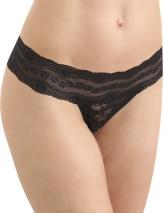 b.tempt'd by Wacoal Lace Kiss Thong (970182). This thong panty is made of sheer stretch floral lace for sweetly chic style. Very pretty, with a flattering fit. Made of nylon. Stretch lace waistband lies flat under clothes and won't dig in. Elastic along leg openings for custom fit and comfort. Seamless sides for a smooth look under clothes. Mid-rise. Minimal rear coverage. See matching b.tempt'd by Wacoal Lace Kiss Bralette Bra 910182 and b.tempt'd by Wacoal Lace Kiss Garter Belt 977182. Please Note: Model is wearing thong for modesty.
