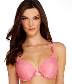 Maximize your cup size! Push up pad that adds a full cup size at the apex for ultimate bust enhancement. Botanical inspired, flat jacquard fabrication with a feminine picot trim neckline makes this bra trendy and sexy. Three way convertible from regular, close in for no slip and crisscross help make this bra versatile. 91% Nylon, 9% Spandex; Back Lining - 93% Polyester, 7% Spandex. Available in Barely Beige, Ivory and White.