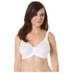 The Lunaire Versailles seamless underwire bra features full coverage seamless support in a pretty lace jacquard. The 2 ply stretch cups provide both support and comfort. Banded underwire bra for extra support Powernet backwing provides great stability Foam-lined inner slings ensures uplift and support Beautiful floral motif on outer cups Ribbon with pearl accent on center Nylon/spandex Imported Women's plus size bra in sizes: 38-48 C, D; 36-48 DD, DDD; 36-40 G