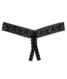 From the Hanky Panky&reg; After Midnight&trade; collection. Signature lace thong is open at the crotch;)Sits low on the hips. Wide stretch waistband boasts a sexy V-shape. Sensual scalloped edges. Bow accent at the center waist. Lays flat on the body for a smooth look under clothes. No VPL! As a result of the stretch waist, one size fits 14-24. Hips measuring 44-57 best.82% nylon, 12% spandex. Hand wash cold, dry flat. Made in the U.S.A.If you're not fully satisfied with your purchase, you are welcome to return any unworn and unwashed items with tags intact and original packaging included.