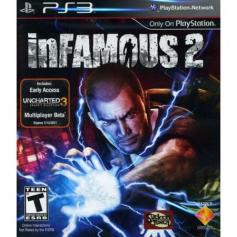 Save humanity&hellip; or destroy it all? InFAMOUS 2 is the second chapter in the best selling franchise for the PS3; offers an immersive open world adventure with a powerful; emotional; and visceral take on being a super hero. Blamed for the destruction of Empire City; Cole must make a dramatic journey to discover his full super-powered potential. A being of pure power and destruction is annihilating the East Coast; and might eventually lead to the destruction of everything Cole has ever known. To stop this menace; Cole must find the key to unlocking his undiscovered powers hidden deep within the New Marais. Standing in the way is a power-hungry dictator that will stop at nothing to rid him from the city. Use your powers like The Amp; Kinetic Pulse and Ionic Vortex to help you along the way. With all your favorite characters from the first inFamous like Kuo; Factions; Nix and Wolfe; will you gain enough power to defeat The Beast or will you witness destruction of the world? This is your call to action! Check out our PS3 Games section for other games like InFamous 2 Game Features Maximum Number of Players: 1 Online Play: Yes Compatibility: PS3 Manufacturer: SCEA Category: Adventure Subcategory: Action; Super Hero ESRB Rating: Teen ESRB Content Descriptors: Blood; Drug Reference; Language; Sexual Themes; Use of Alcohol; Violence General Features; UPC: 711719812524; Manufacturer's Part Number: 98125; Product Warranty: 3-month