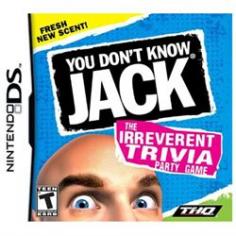YOU DON'T KNOW JACK, the original quiz show party game, is back and trivia-y-er than ever! You're the contestant in a truly interactive game show experience, complete with cash, prizes, backstage characters, pounding music, bizarre sound effects and your lovable but verbally sassy host, Cookie Masterson. Play at home or online - alone or with friends - as you battle through a trivia mind-field on your way to victory, defeat or, more likely, soiled pants. We decided to re-imagine a new-and-improved YOU DON'T KNOW JACK for the 21st century. All of your favorite elements are still there: the twisted multiple-choice questions, musical question intros, the DisOrDat, Screw Your Neighbor and the Jack Attack, plus all kinds of new face-melting features and surprises - including online play! And of course, tons of all-new twisted trivia questions covering everything from Dr. Phil to Dr. Pepper, from Miley Cyrus to the Mile High Club. It's fun, it's funny, it's funky, and it kills more than 99.9 of known fungi. YOU DON'T KNOW JACK!