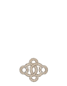 Brooch, metal, resin & diamantés-gold, pearly white & crystal - CHANEL