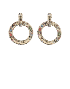 Clip-on earrings, metal, diamanté, molten glass & resin-gold & multicolour - CHANEL