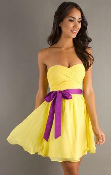 New Short/Mini Yellow Cocktail Formal Dress for Women-marieaustralia.com