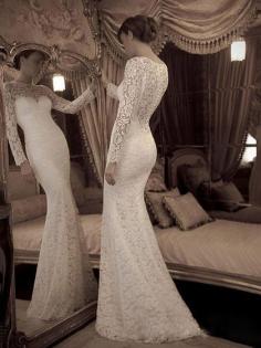 Trumpet/Mermaid Scoop Neck Lace Sweep Train Ruffles Wedding Dresses in UK