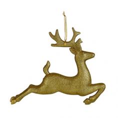 35cm Gold Glitter Jumping Reindeer Tree Christmas Decoration