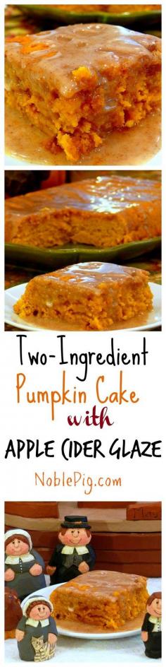 Two-Ingredient Pumpkin Cake with Apple Cider Glaze from NoblePig.com