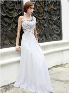 A-Line/Princess One-Shoulder Floor-Length Modest Chiffon Dress