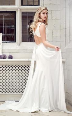 Natural Waist A-Line Buttons Floor-Length Wedding Dresses