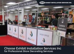 Are you looking for new trade show booth, show decorator and contractor? No need to look further than Exhibit Installation Services Inc. We have well educated design staff with full software capabilities in both 2D and 3D to take your event to the next level.