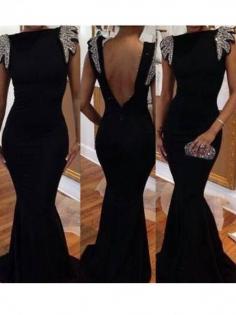 Trumpet/Mermaid High Neck Sleeveless Beading Sweep/Brush Train Satin Dress