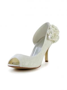 Trendy Stiletto Heel Satin Wedding Shoes With Flower