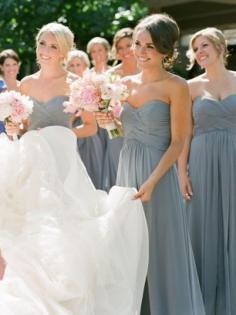 Grey Chiffon Sweetheart A-Line/Princess Floor-Length Bridesmaid Dresses