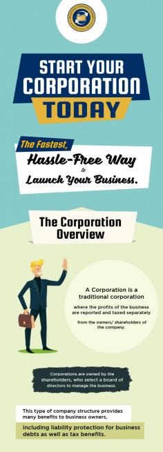 A Corporation is a legal entity owned by the stockholders, where the profits of the business are accounted and taxed separately from the stockholders of the company. This type of structure offers benefits such as liability protection for business debts and tax benefits to business owners. 