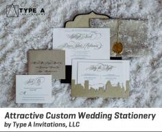 Get the attention of your guests with the eye catching and beautiful wedding stationery provided by Type A Invitations, LLC. We have a team of award winning artists and designers to assist you in the whole journey of making your wedding invitations.