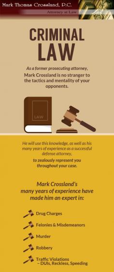 Mark Thomas Crossland is a successful defense attorney, expertise in drug charges, murder, robbery, traffic violation in Prince William County. He has a team of experienced lawyers that works with clients from initial phone call to ending of the case.