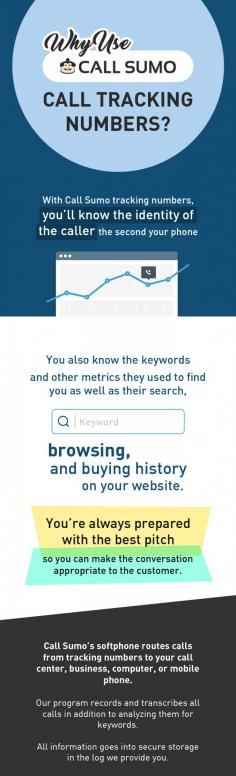 Call Sumo call tracking numbers software helps the business owners to record and transcribe all calls and also helps to find the keywords which the caller used.
