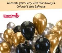 If you want to shop for the best quality latex balloons for your next special occasion, order them from BloonAway. Our latex balloons are available in various classic & fashion color options. We deliver these balloons in fully inflated condition. Order now!
