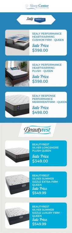 At Sleep Center, we offer a wide range of mattresses in Sacramento & Davis, CA from top brands like Sealy & Beautyrest. Here, you can find mattresses in various sizes and types that suit your needs. Contact us today! 