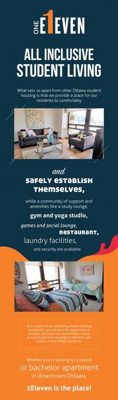 Whatever you are looking for; whether a shared apartment or a bachelor apartment, 1Eleven is the right place for you. Our housing is well equipped with various amenities like a social lounge, restaurant, yoga studio, study lounge, laundry facility & more.