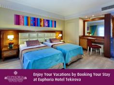 Euphoria Hotel Tekirova is one of the best hotels in Turkey that resembles a corner from paradise. Our hotel offers two different accommodation options as hotel and holiday village. We are here to provide our guests with a dreamy holiday experience.