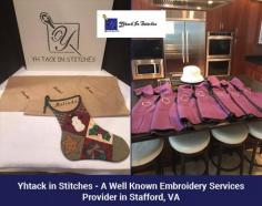 Yhtack in Stitches is providing embroidery services in Stafford, VA. We specialize in providing customized handkerchiefs, monogram shirts, customized apron, embroidered slippers, and much more. To know more about our services visit our website now. 