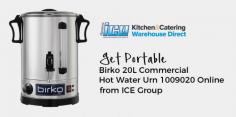 Shop online for top quality Birko commercial hot water Urn 1009020 at special prices from ICE Group. It is a corrosion resistance piece with a capacity of 20 liters & 1 year of warranty! Place your order now.