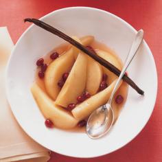 Poached Pears with Vanilla-Pomegranate Syrup