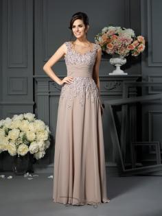 A-Line Scoop Beading Floor-Length Silk like Satin Mother of the Groom Dress