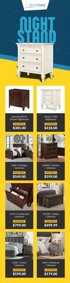 Shop modernly designed nightstands for your adult’s bedroom online from Sleep Center.  We have a wide selection of nightstands from the top brands you can choose from.