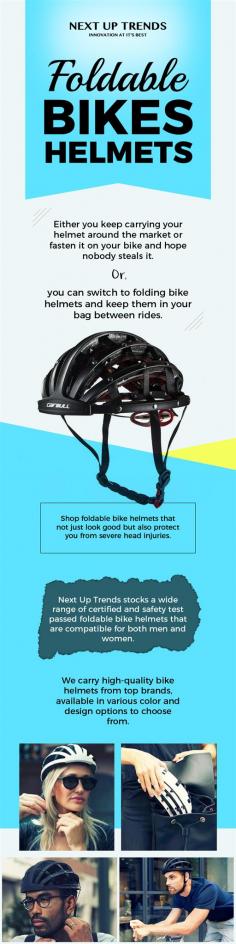 Need to buy a folding bike helmet? Order it online from Next Up Trends. We stock a wide range of folding helmets in a huge color and design options. Order now! 