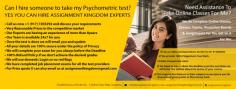 If you are looking for someone to Take My Online Psychometric Exam For Me? You can hire Assignment Kingdom provides high-powered academic assistance to hard-working professionals Taking Your Online Psychometric Test to meet the requirements for the Jobs that they deserve. You looking to pass a psychometric test, Assignment Kingdom Genius is the best option for you.