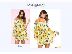 Off The Shoulder Long Bell Sleeve Floral Print Tied Women Mini Dress