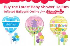 Decorate your baby shower with quality helium inflated that you purchase online at BloonAway. All our balloons are made from the highest quality materials and available in a range of style and designs. 