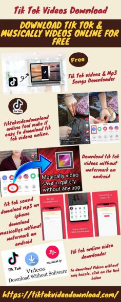 Download the tik tok video in your Android phone without any software or app, just paste the link in our website and you can Download Tik Tok Videos Without Watermark on Android. To download the videos, visit our website.
https://tiktokvideodownload.com/category/how-to-download-tik-tok-videos-android/