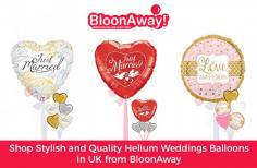 BloonAway is the ultimate online source for providing the finest quality Helium Weddings Balloons that available in wide array of style, character, and colors. Available in stock and ready to deliver the wide UK! 