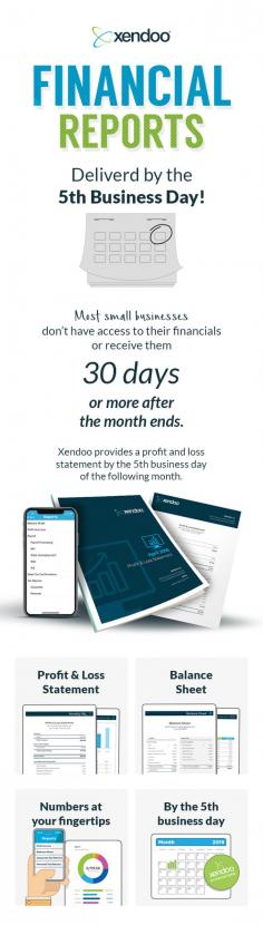 Xendoo specializes in providing a profit and loss statement by the 5th business day of the following month. Our mobile app allows you to access all of your business’s financial reports 
from wherever you are. 
