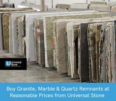 Universal Stone is your one-stop shop to buy granite, marble, and quartz countertops at competitive prices. We stock a wide variety of remnants available in all colors and cuts. Shop now!