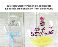 BloonAway offers a wide variety of finest quality helium Personalised Confetti & Feather Balloons at best prices with secure UK delivery! Comes with a wide array of character, sizes, and shapes! Order Now!