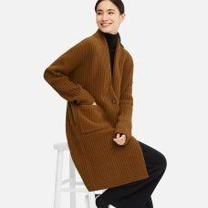 WOMEN Wool Ribbed Knitted Coat