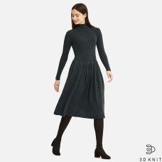 WOMEN 3D Extra Fine Merino Ribbed Long Sleeve Dress