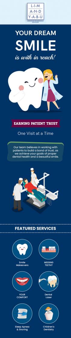 When it comes to getting a beautiful smile of your dream in Oakland, Lim and Yabu is a trusted name. As an advanced technology dentistry, we aim to provide a range of dental care service including teeth replacement, dental laser, children’s dentistry, snoring treatment, and smile makeovers.