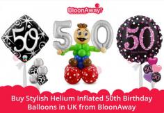 Send beautiful helium inflated 50th Birthday balloons in a box wide UK from BloonAway. We offer high quality and stylish helium inflated balloons at special prices with fast and secure delivery.