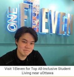 Looking for all-inclusive student living near uOttawa? Simplify your search with 1Eleven. Whether you need a bachelor or shared apartment, you will find various amenities like a study lounge, gym, games room, yoga studio and laundry.